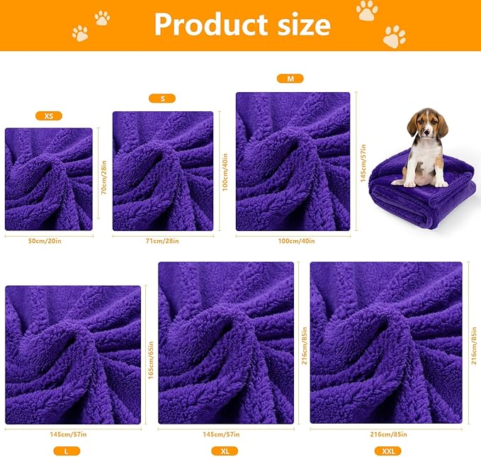 Purple King Size Bed Covers Waterproof Sherpa Fleece Pet Blankets for Big Dogs 85x85in Reversible Leakproof Blanket Beds Couches Cover Fluffy Cozy Warm Sofa Mat-Purple,XXL-85x85in