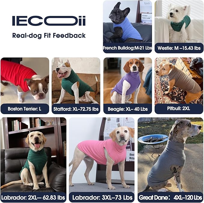 IECOii Small Dog Sweater,Stretch Fleece Vest - Purple, Medium,Warm Pullover for Winter Spring Fall, Soft & Lightweight Dog Sweatshirt Indoor Outdoor Clothes,Turtleneck for Small Medium Dogs Girl Boy