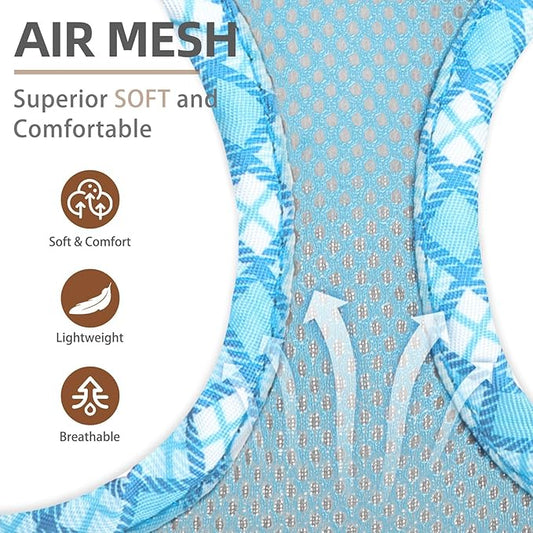 PUPTECK Dog Harness and Leash Set for Small Medium Dogs No Pull Step-in Soft Mesh Puppy Cat Vest Harnesses Reflective at Night, Sky Blue, M