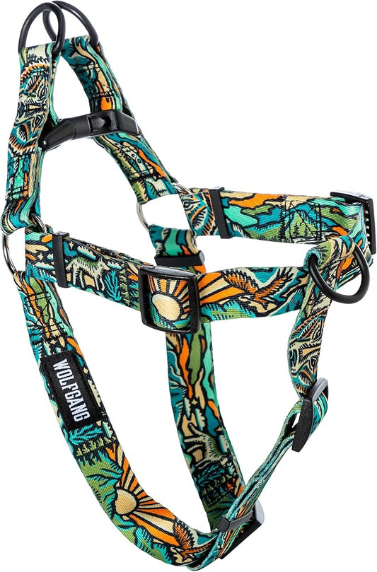 Wolfgang Heavy Duty Adjustable Dog Harness, Pull-Tested to Over 800 lbs for Walking & Training, WildWolf Print, Medium