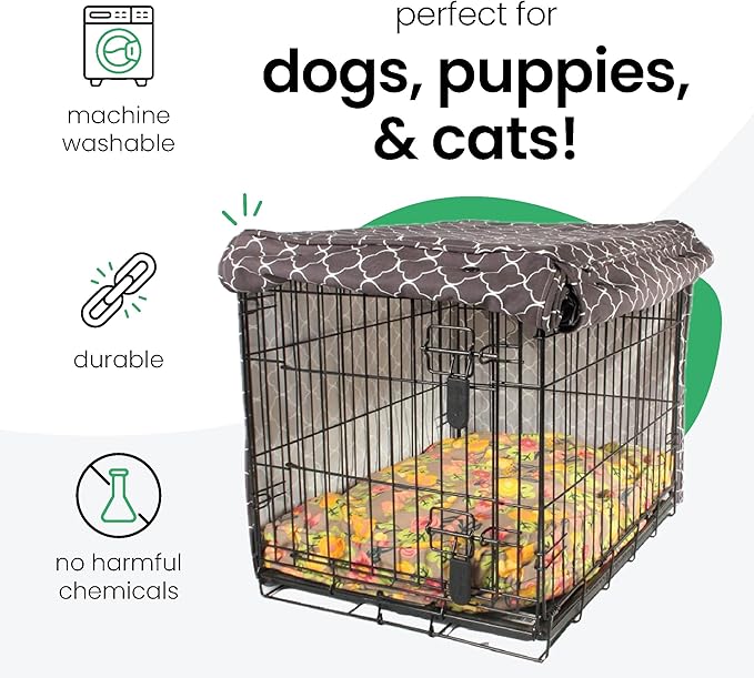 Molly Mutt Clark Gable Dog Crate Cover, 100% Cotton Canvas Cover with 2 Roll-Up Panels, Ideal for Dog or Cat Crate, Durable, Washable, and Free of Harmful Chemicals, 42" x 28" x 31"