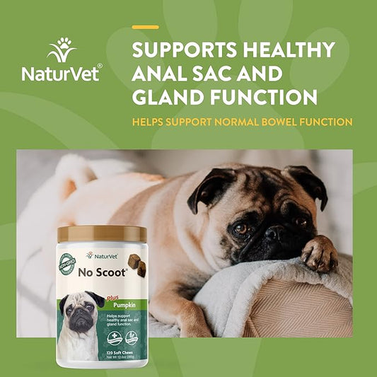 NaturVet – No Toot Gas Aid For Dogs – 70 Soft Chews | Alleviates Intestinal Gas | Helps Reduce Stool & Urine Odors | & No Scoot for Dogs - 120 Soft Chews - Supports Healthy Anal Gland & Bowel Function