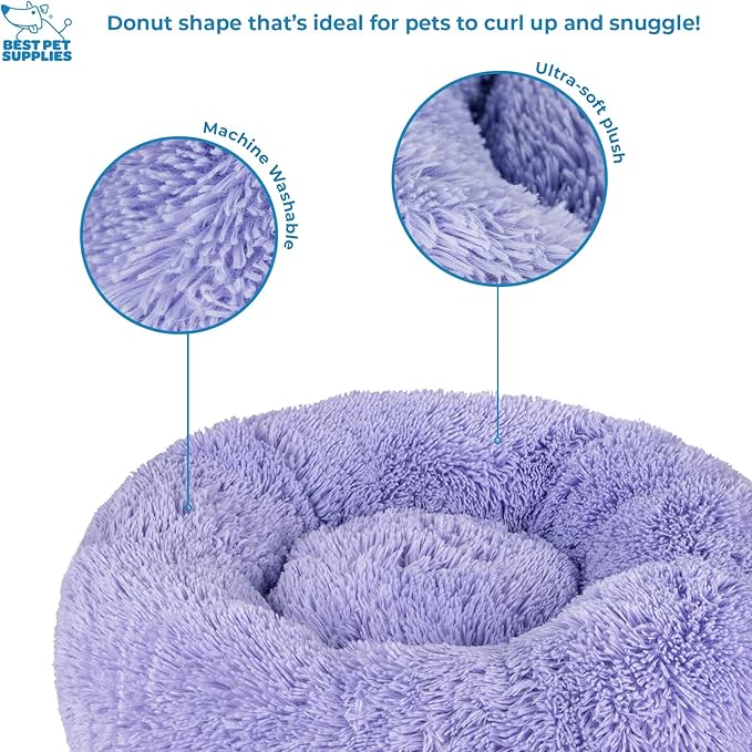 Best Pet Supplies Dog House Bed Crate Mat Tent Indoor Round Soft Plush for Small, Medium, and Large Breeds - Lavender, 24 x 24 x 7