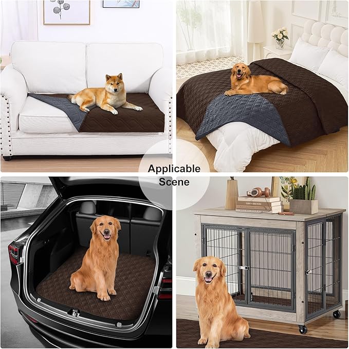 Smiry Waterproof Dog Blanket, 30x70 Inch Soft Pet Bed Cover Reversible, Washable Sofa Couch Furniture Protector for Small Medium Large Dog Puppy Cat, Geometric, Chocolate/Dark Grey