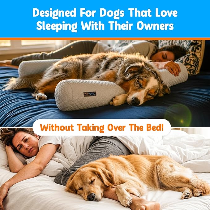DenMate Dog Bed Co Sleeper: The First On-Bed DogBed for Your Pet. Perfect for Large/Medium Size Dogs; Helps Stabilizes Nighttime Movement to Help Improve Dog & Owners Sleep, Machine Washable.
