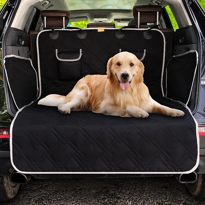 Toozey Dog Car Seat Cover for SUV, Sedan & Van, Waterproof & Tear-Resistant Dog Seat Cover for Backseat with Side Walls, Non-Slip Backing & Bumper Guard, Black Standard: 72.8"x40.6"