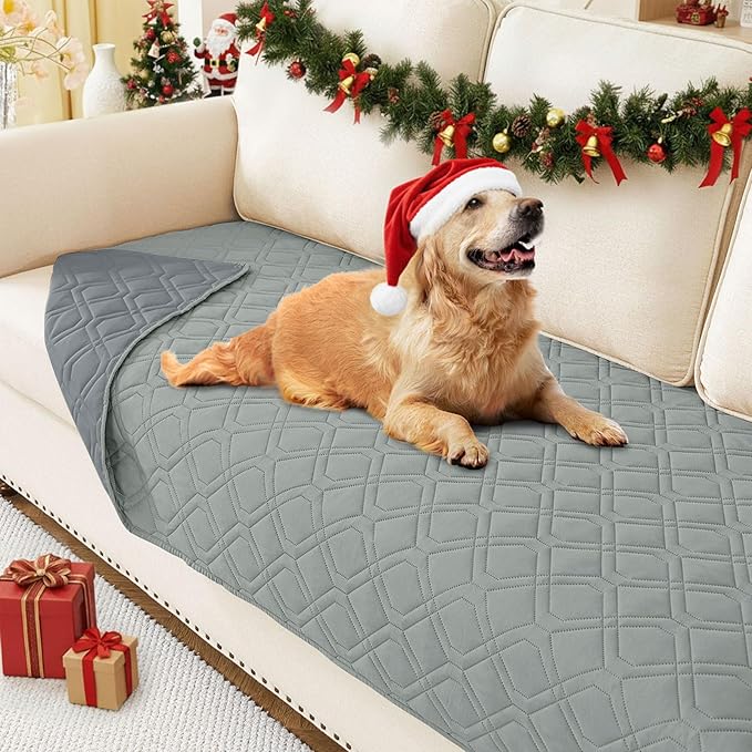 hyha Waterproof Dog Bed Blanket, Soft Pet Blankets, Waterproof Couch Cover for Dogs, Reversible Sofa Covers Washable for Furniture (30x70 Inch, Grey/Dark Grey)