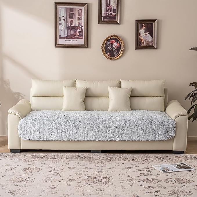 Dogs/Cats Bed Mats, Dog Pad Washable Removable Couch Cover with Anti-Slip Back, Plush Long Fur Mat, Perfect for Small, Medium and Large Dogs.(Magic Gray, 30"x53")