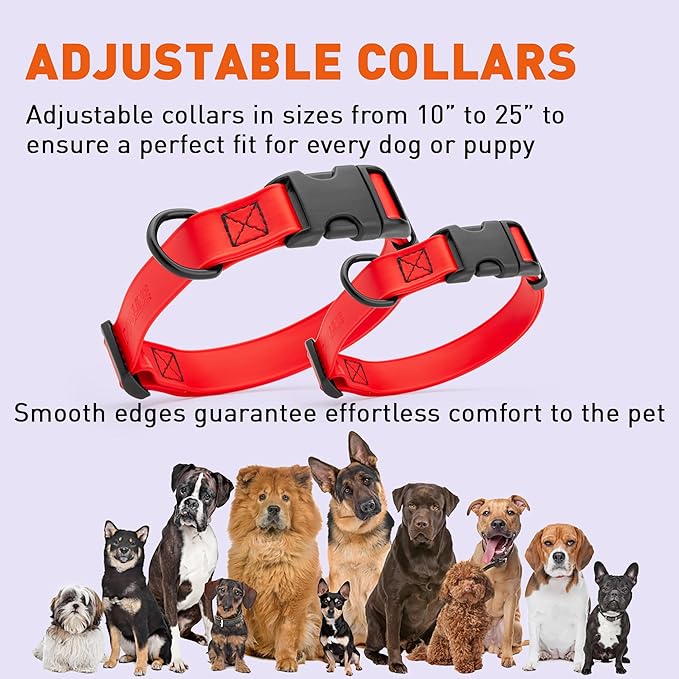 Dogline Durable Biothane Waterproof Collar for Dogs - Odor-Resistant Coated Webbing, Quick-Release Design, Comfortable Adjustable Fit, 3/4" W by 12-19" L, Cherry Red