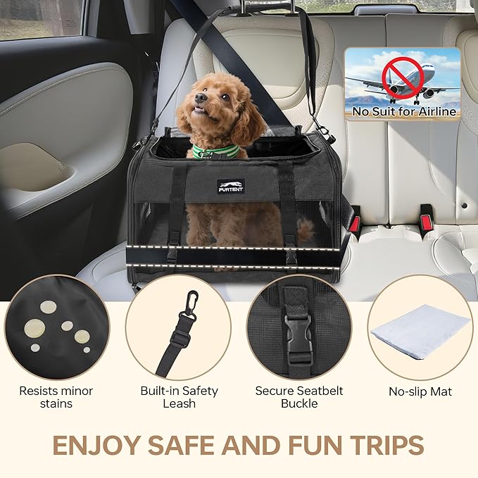 Pet Carrier for Large Cats 25 lbs, Mesh Pets Travel Carriers for Puppy Two Small Cats Rabbits with Shoulder Strap & Removable Mat, Portable Collapsible Puppy Crate Indoor and Outdoor, Black