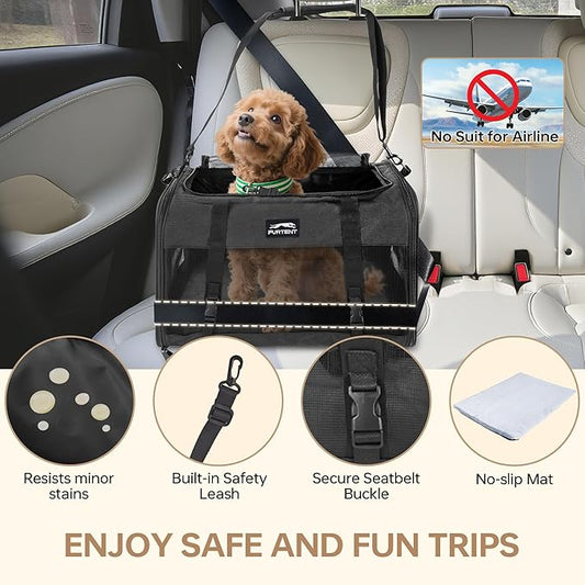 Pet Carrier for Large Cats 25 lbs, Mesh Pets Travel Carriers for Puppy Two Small Cats Rabbits with Shoulder Strap & Removable Mat, Portable Collapsible Puppy Crate Indoor and Outdoor, Black