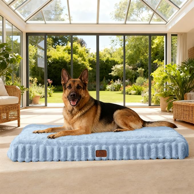 Orthopedic Dog Bed for XXL Jumbo Dog, Waterproof Pet Bed,Non-Slip Bottom and Egg-Crate Foam with Removable Washable Cover Crate Bed,Blue,47"x29"x4"