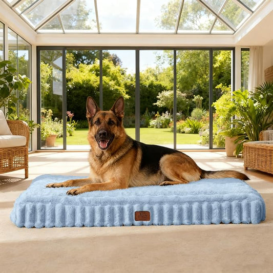 Orthopedic Dog Bed for XXL Jumbo Dog, Waterproof Pet Bed,Non-Slip Bottom and Egg-Crate Foam with Removable Washable Cover Crate Bed,Blue,47"x29"x4"