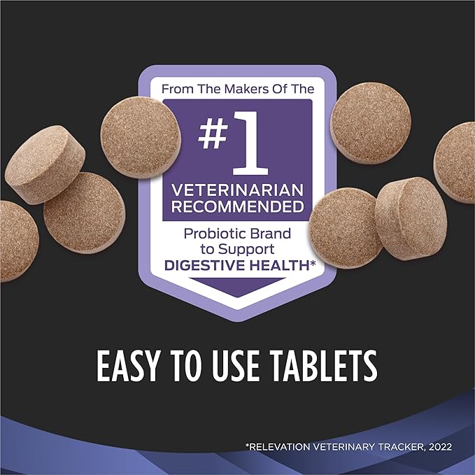 Purina Pro Plan Veterinary Supplements FortiFlora Probiotics for Dogs Chewable Tablets for Digestive Gut Health and Diarrhea - 45 ct. Canister