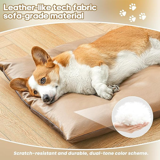 Dog Comfort Bed Mat Pet 2-Side 2-Tone Tech Fabric Bed Suitable for All Seasons, Comfortable Dog Pad for X-Large Dogs (Dark&Light Brown)