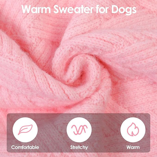SUNFURA Dog Sweater, Christmas Sweaters for Large Dogs, Solid Color Dog Pullover for Fall Winter, Warm Sweatshirt Knit Turtleneck for Corgi, French Bulldog, Pink L