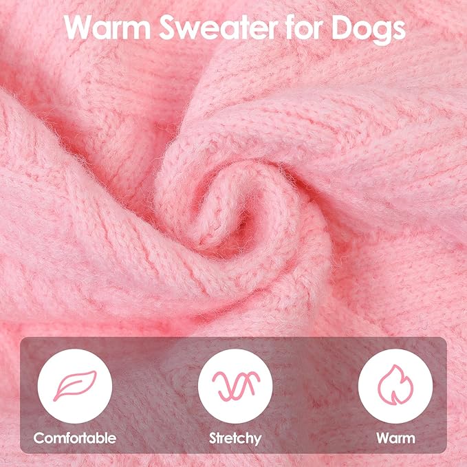 SUNFURA XS Dog Sweater, Small Dog Sweater Doggie Knitted Knitwear for Winter, Cat Pullover Christmas Sweatshirt for Yorkie Chihuahua, Warm Thick Turtleneck Clothes for Puppy, Pink X-Small