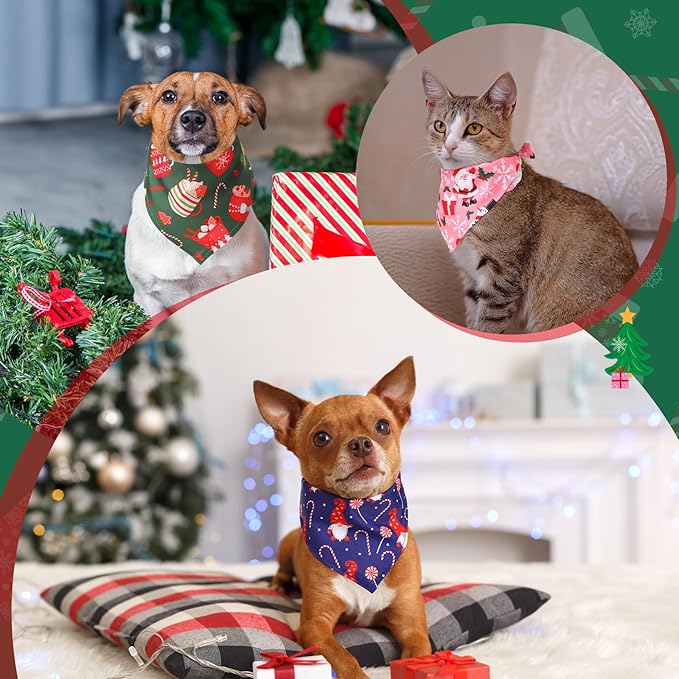 Amylove 120 Pcs Christmas Dog Bandanas Bulk Thanksgiving Day Holiday Triangle Dog Pack Puppy Kerchief Bandana Adjustable Pet Scarf for Pet Cat Costume Accessories Decor(Snowman)