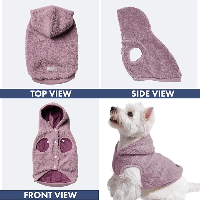 Spark Paws Fleece Dog Jacket, Hooded Sweater Vest, Warm Coat for Winter - Suitable for Small Medium Large XL XXL Breeds - Taupe - 2XL