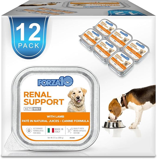 Forza10 - Dog Food, Vet Formulated Wet Dog Food for Kidney Support, Non-GMO, Lamb Flavor, Made in Italy (3.5 oz, 12 Pack)