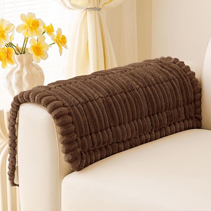 Smiry Couch Cover for Dogs Washable, Non Slip Fuzzy Pet Couch Covers for 3 Cushion Sofa Pet Friendly, Thick Soft Sofa Slipcovers Cushion Protector (Brown, 27.6" x 27.6")