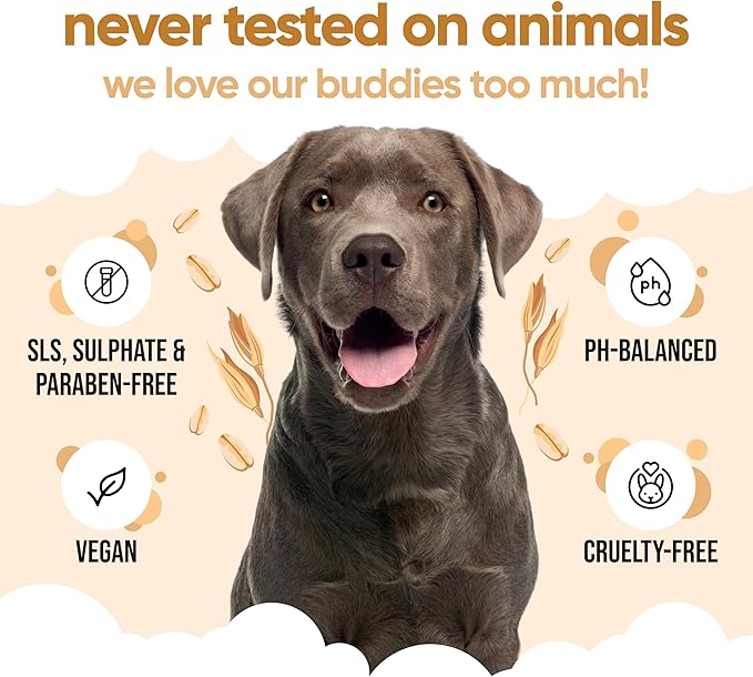 Oatmeal Dog Shampoo for Smelly Dogs (33.8oz) - Hypoallergenic & Itch Relief Formula, Gentle on Sensitive Skin, Includes Dog Shampoo and Conditioner - Essential Dog Grooming Supplies