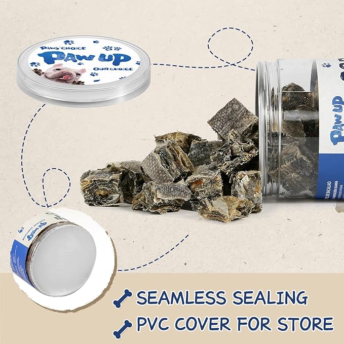 PAWUP Cod Skin Cubes Dog Treat, Chew Fish Skins Rolls w/Taurine, One-Ingredient Grain Free Healthy Dog Treat, Rich in Omega3, 8 oz