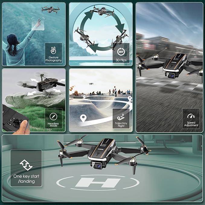 Super Enduring Brushless Motor Drone with Camera for Beginners, CHUBORY A68 WiFi FPV Quadcopter with 2K HD Camera, Auto Hover, 3D Flips, Headless Mode, Trajectory Flight, 2 Batteries, Carrying Case