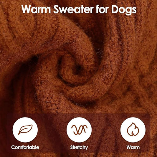 SUNFURA Dog Sweaters for Large Dogs, Large Dog Sweater for Christmas Holiday, Warm Winter Fall Pet Sweaters for Dogs Girls Boys, Turtleneck Sweatshirt for Corgi, French Bulldog, Brickred L
