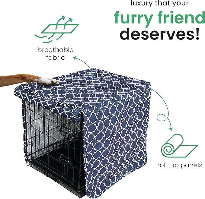 Molly Mutt Romeo & Juliet Dog Crate Cover, 100% Cotton Canvas Cover with 2 Roll-Up Panels, Ideal for Dog or Cat Crate, Durable, Washable, and Free of Harmful Chemicals, 30" x 19" x 21"