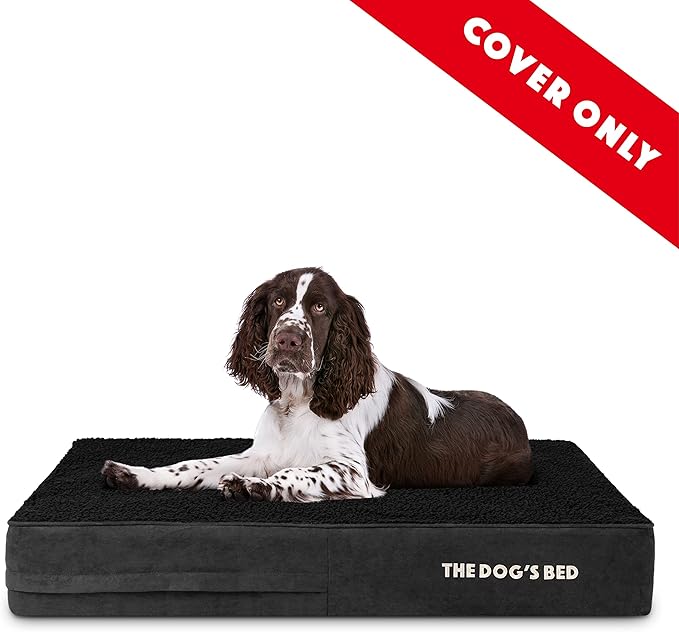 The Dog's Bed Replacement Outer Cover ONLY (Outer Cover ONLY - NO Bed, NO Waterproof Inner) for The Dog's Bed, Washable Plush Fabric, Large 6 Inches (Black Plush)