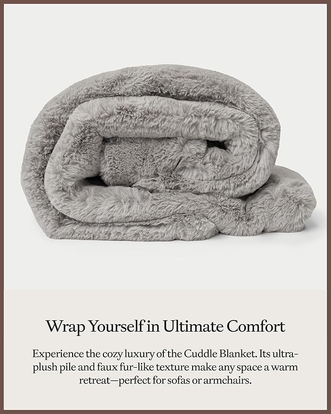 Cozy Earth Cuddle Blanket - Faux Fur Ultra-Soft Luxury Throw Blanket - Thick & Cozy Oversized Design for Lounging or Sharing - Machine Washable - Oversize Throw 80" x 60" Dove Grey