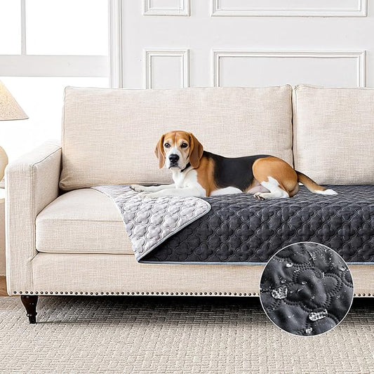 100% Double-Sided Waterproof Blanket, Couch Cover for Dogs Washable, Reversible Dog Bed Cover, Couch Furniture Protector. (Dark＆Light Grey, 40 X 50 Inch - 1 Pack)