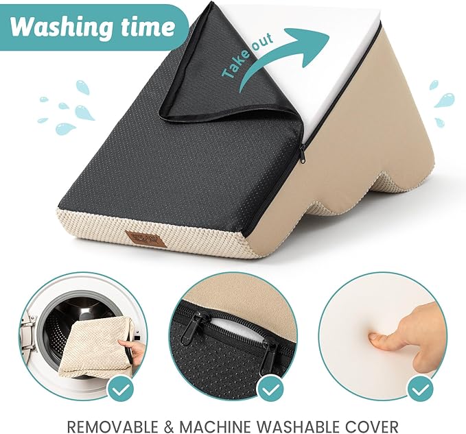 Dog Stairs for Small Dogs 15.7" H, Curved Dog Step for Puppy, Older Cat, Medium Pet Ramp for Sofa, Couch or Chair, Ladder with High Density Foam, 3 Step, 15.7x22.4x15.7 inch, Beige