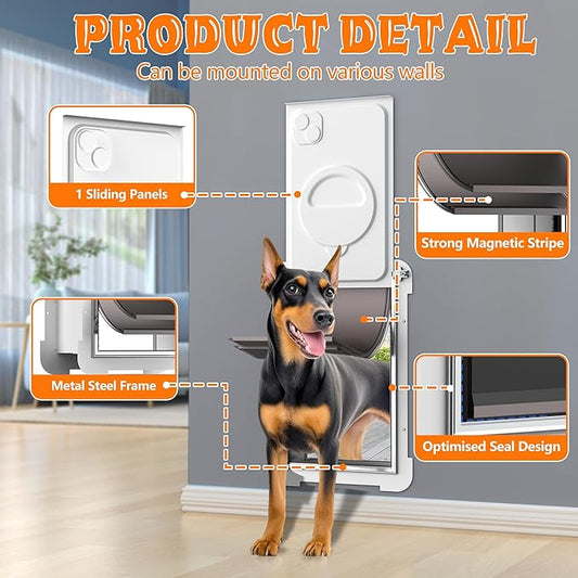 MIAOTONG Extra Large Dog Door,Upgraded Sealing Dog Door for Wall, Double Flap Doggy Door,Steel Frame and Telescoping Tunnel Pet Door and Cat Doors(Pets Up to 220 Lb) -Extra Large