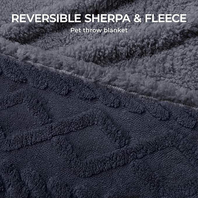 Luciphia Waterproof Pet Blanket, Liquid Pee Proof Dog Blankets for Sofa Bed Couch, Reversible Sherpa Fleece Furniture Protector Cover for Small Medium Large Dogs Cats,Dark Grey Medium（57" x 40"）