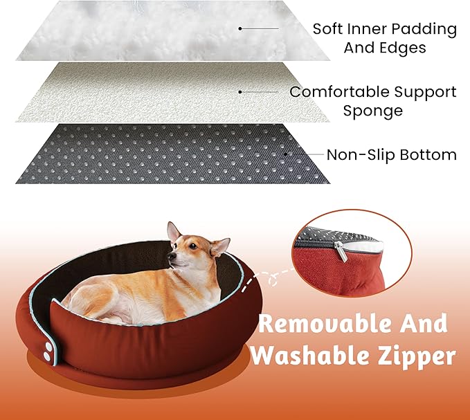Round Orthopedic Dog Bed for Large Dogs, XL Foam Support Pet Bed with Soft, Comfortable Cushion for Anxiety Relief, Removable & Machine-Washable Cover, Cozy Sofa-Style Bed for Dogs