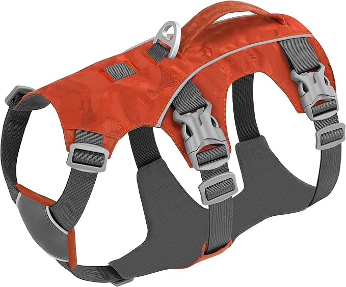 Escape Proof Dog Harness, Lightweight Full Body Pet Vest with Lift Handle and Leash Clip, Reflective Adjustable Small Dog Harness for Daily Walking(Vermilion,Chest:14-22")