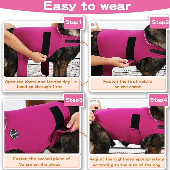 Dog Anxiety Jacket, Skin-Friendly Dog Calming Shirt - Dog Coat for Thunder, Fireworks, Vet Visits and Separation - Keep Pet Calm Without Medicine & Training, Anti Anxiety, Pink, X-Small
