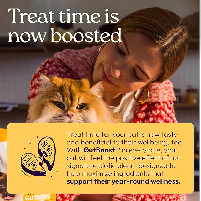 New! WellJoy Cat Treat Immune+ GutBoost | Supports a Healthy Respiratory System & Immune Defenses | Dual-Benefit GutBoost Formulation | Vet Formulated | Made in USA | Real Chicken | 120 Soft Chews