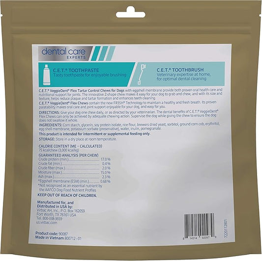 Virbac C.E.T. VEGGIEDENT Flex Tartar Control Chews for Dogs - Medium