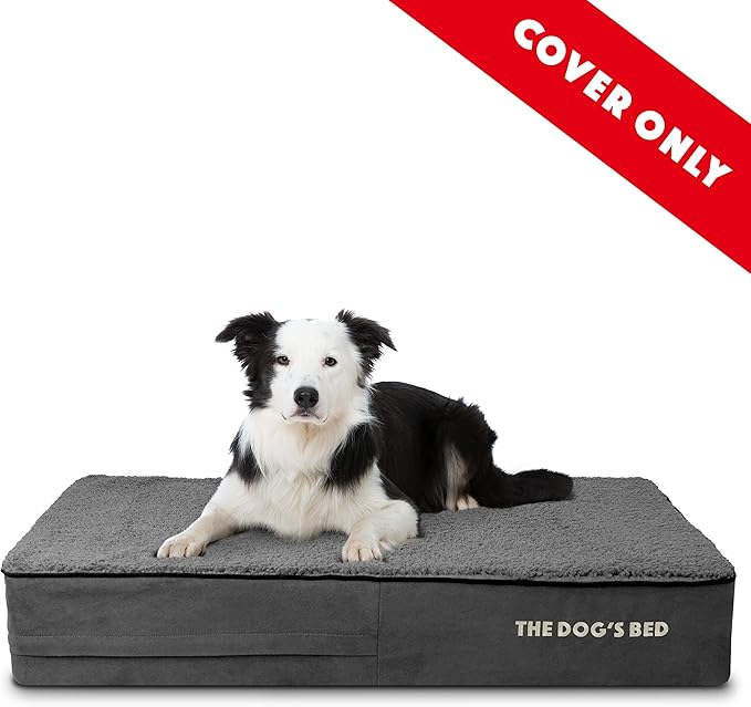 The Dog's Bed Replacement Outer Cover ONLY (Outer Cover ONLY - NO Bed, NO Waterproof Inner) for The Dog's Bed, Washable Plush Fabric, Large 6 Inches, Grey Plush