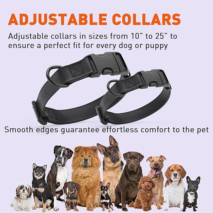 Dogline Durable Biothane Waterproof Collar for Dogs - Odor-Resistant Coated Webbing, Quick-Release Design, Comfortable Adjustable Fit, 5/8" W by 10-14" L, Black