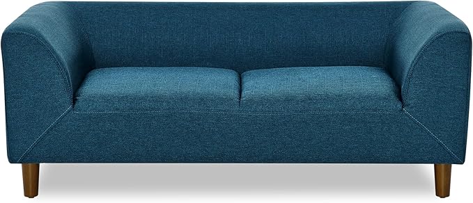Dog Sofa Couch for Medium Dogs with Backrest and Armrest, Memory Foam Dog Sofa Bed, Modern Elevated Pet Couch Bed with Wooden Legs, Blue