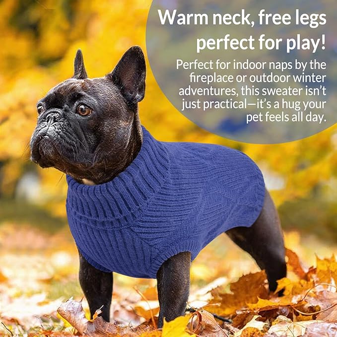 Dog Sweater Pullover, Cable Knit Dog Christmas Sweater, Dogs Sweaters for Small Medium Large Dogs with Harness Hole,Puppy Sweaters Boy Or Girl(Blue,XXL)