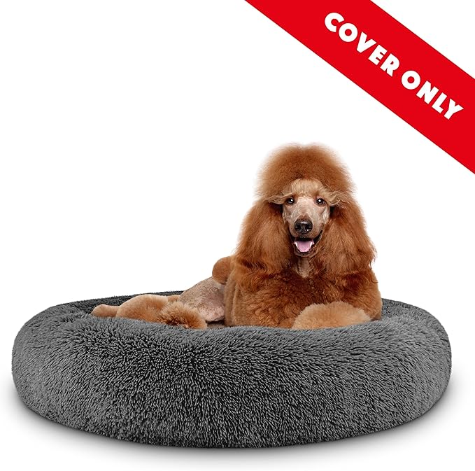 The Dog's Bed Replacement Cover ONLY for The Dog’s Bed Sound Sleep Donut Dog Bed Replacement Cover, XL Grey Fur, Veterinary Approved