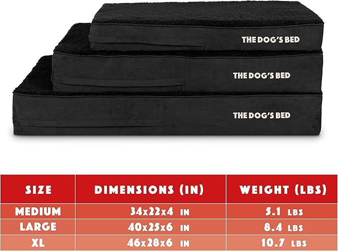 The Dog's Bed Replacement Outer Cover ONLY (Outer Cover ONLY - NO Bed, NO Waterproof Inner) for The Dog's Bed, Washable Plush Fabric, Extra Large 6 Inches (Black Plush)