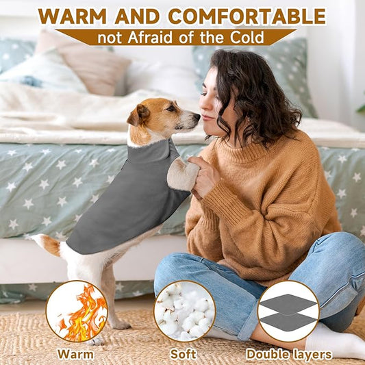Fleece Dog Coat Pet Jacket Reflective for Cold Weather for Extra Large to Small Pets(Grey,M)