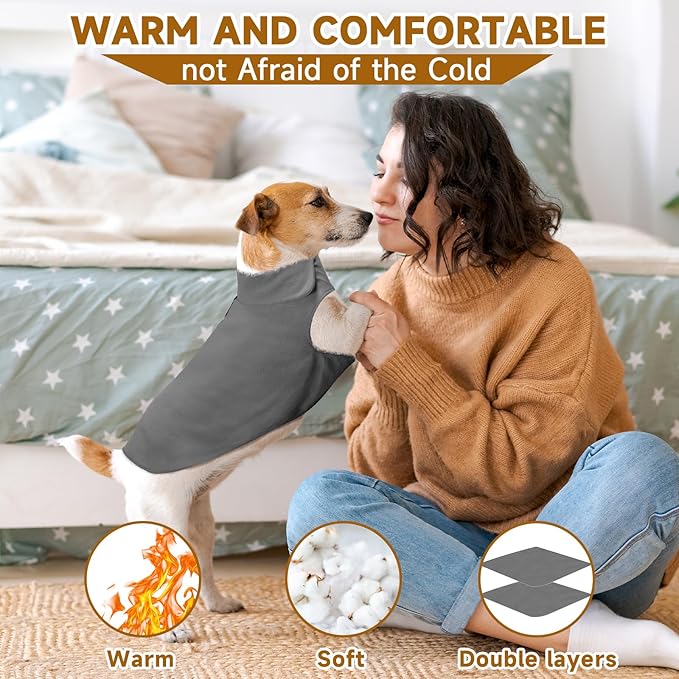Fleece Dog Coat Pet Jacket Reflective for Cold Weather for Extra Large to Small Pets(Grey,XS)