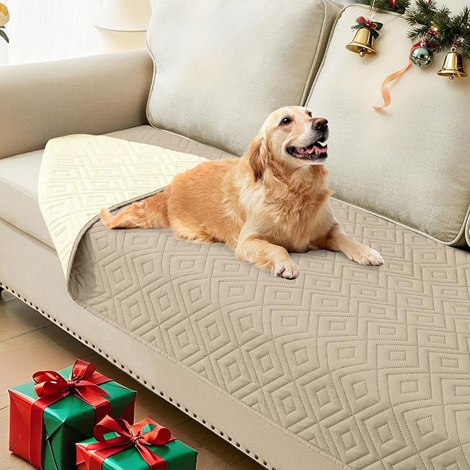 hyha Waterproof Dog Blanket, Soft Pet Bed Blankets, Waterproof Sofa Couch Cover for Dogs Washable, Reversible Pet Couch Covers for Sofa Furniture (30x70 Inch, Taupe/Beige)